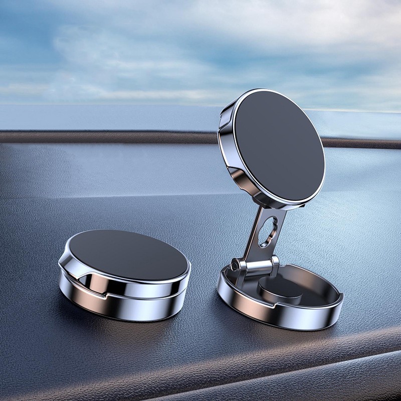laderive 자동차 휴대폰 거치대 720도 접이식 자동차 휴대폰 마그네틱 거치대, 은색, 1개